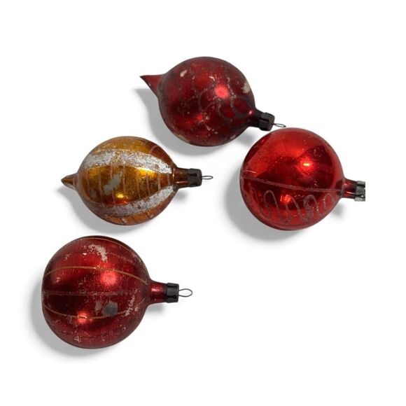 Lot Of 8 Vintage Mercury Glass Christmas Indent Teardrop Ball Ornaments LOOK - Picture 6 of 16